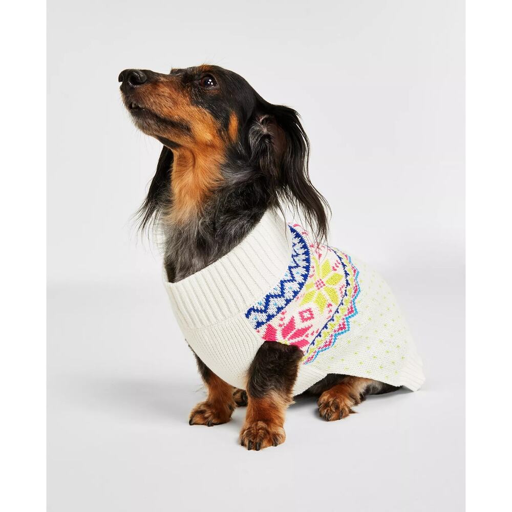 Holiday Lane Fair Isle Knit Pet Sweater In Fine Lime Combo